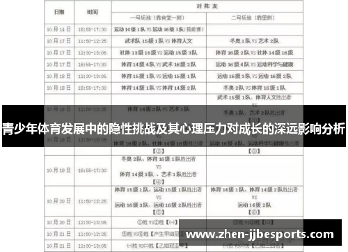 青少年体育发展中的隐性挑战及其心理压力对成长的深远影响分析